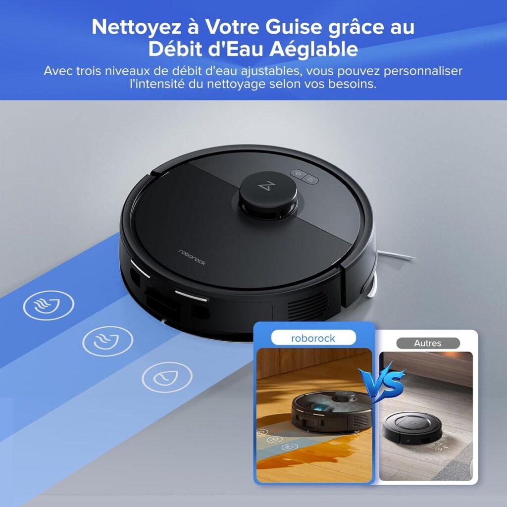 roborock Q7 L5+ Robot Aspirateur Laveur avec Station, 8000 Pa Aspiration | Vidange Automatique, Navigation LiDAR, 3 Niveaux d&rsquo;Eau, pour Poils d&rsquo;Animaux/Tapis, App - photo produit