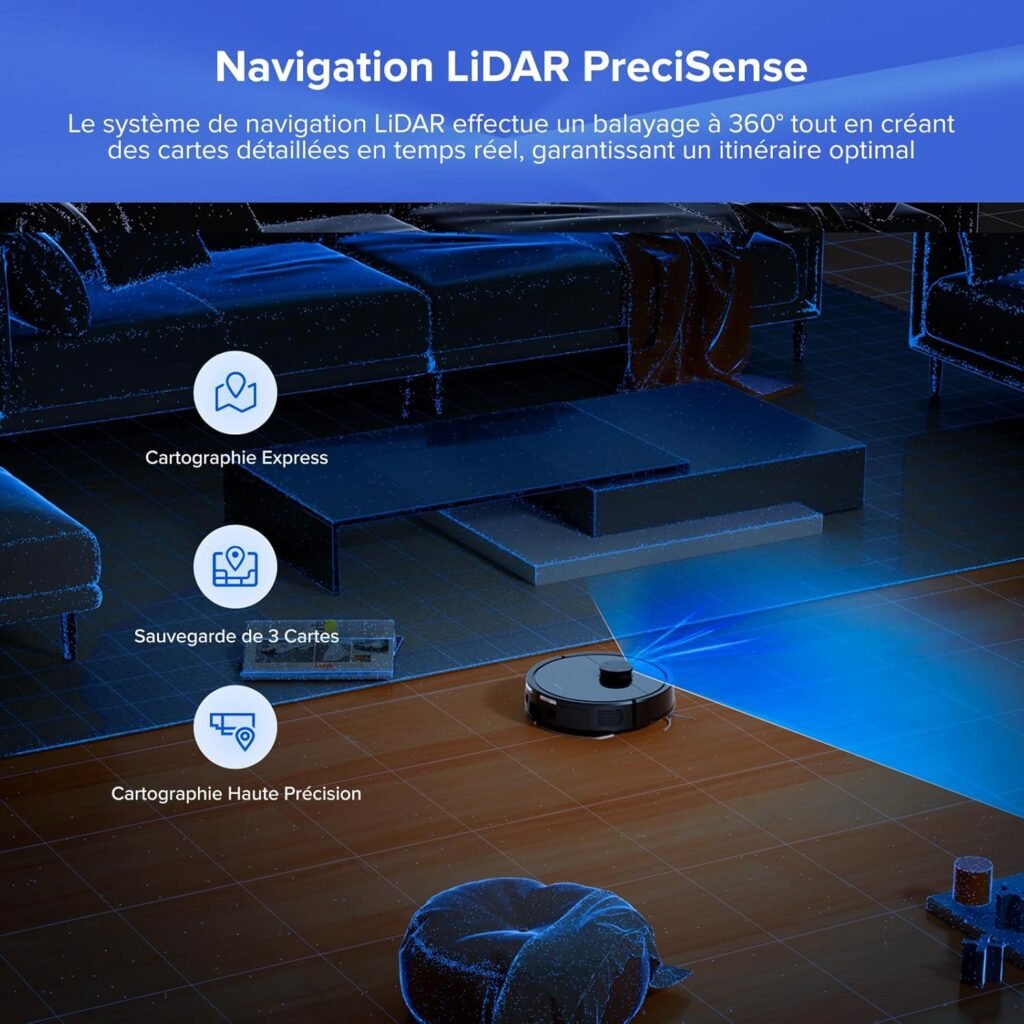 roborock Q7 L5+ Robot Aspirateur Laveur avec Station, 8000 Pa Aspiration | Vidange Automatique, Navigation LiDAR, 3 Niveaux d&rsquo;Eau, pour Poils d&rsquo;Animaux/Tapis, App - photo produit