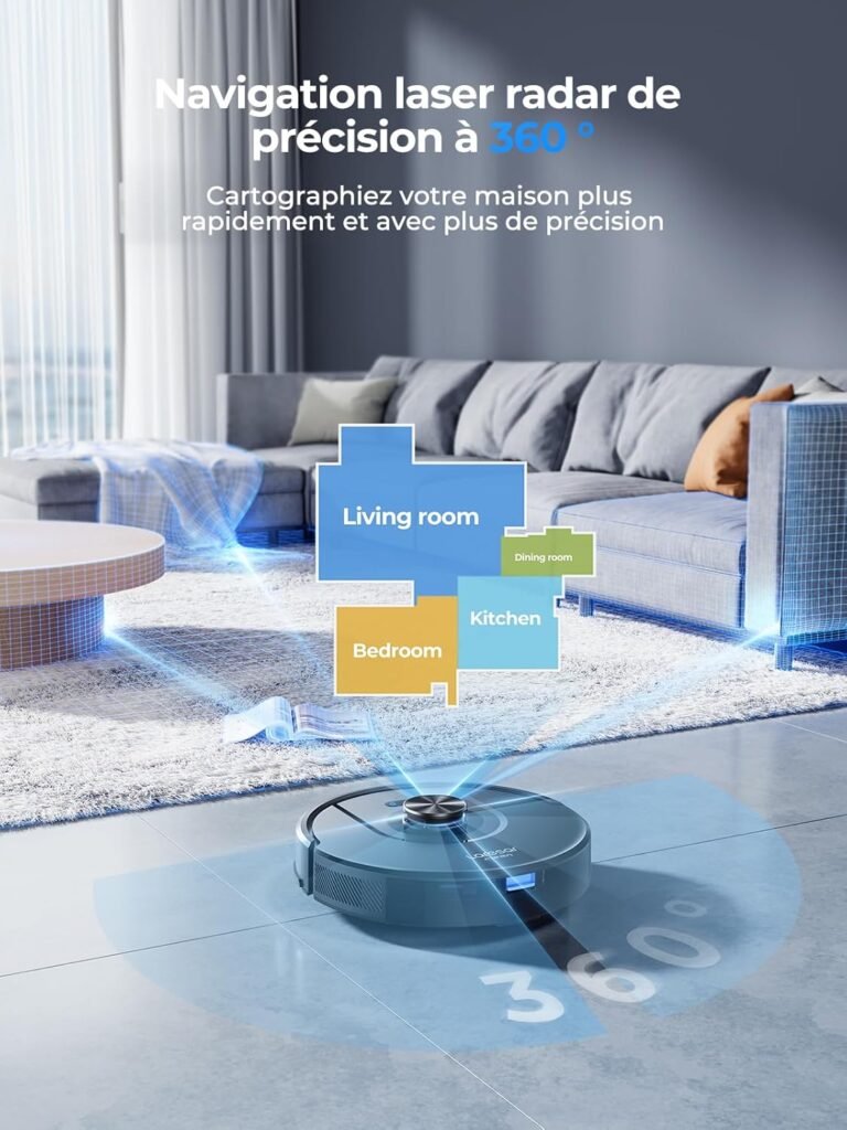 Laresar Clean Aspirateur Robot Laveur LiDAR, Aspiration 10 000 Pa - photo produit