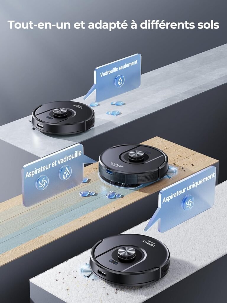 Laresar Clean Aspirateur Robot Laveur LiDAR, Aspiration 10 000 Pa - photo produit