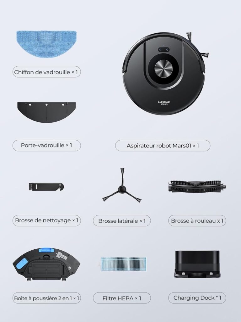 Laresar Clean Aspirateur Robot Laveur LiDAR, Aspiration 10 000 Pa - photo produit