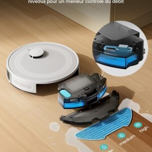Lefant M2 Aspirateur Robot Laveur 6000Pa avec Cartographie Laser | Robot aspirateur laveur 2 en 1, Navigation dToF, Évitement PSD, Détection Tapis, Poils Animaux, APP/Alexa/WiFi, 160 Min