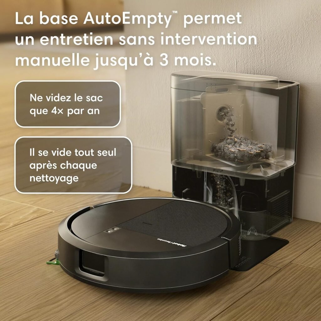 iRobot Roomba 115 Combo+Base AutoEmpty – Robot Aspirateur Laveur 2en1 – Puissance d&rsquo;Aspiration 15KPa – Brosse latérale étendue – Lingette de Lavage déportée – Navigation LiDAR – Noir - photo produit