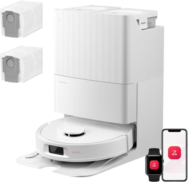 roborock Qrevo S Pro Set Robot Aspirateur Laveur, Anti-enchevêtrements | 18500Pa, 45°C Séchage à l’air Chaud, 75°C Autonettoyant à Haute Température, Évitement d’obstacles et Navigation Intelligente