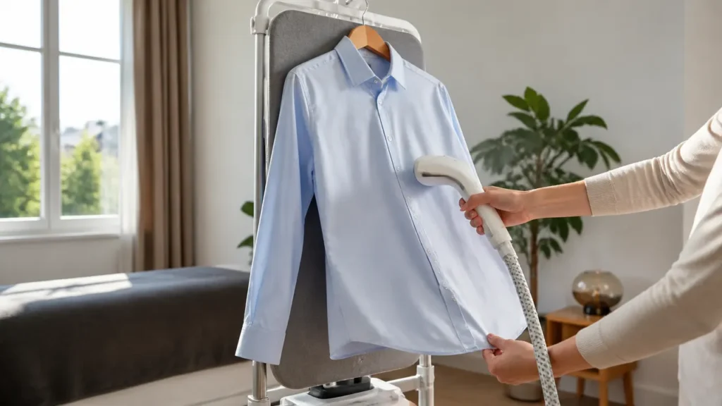 Chemise maintenue sur un support vertical stable