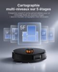 VONKO Robot Aspirateur Laveur avec Station de Vidage Automatique, 8000Pa, Navigation LiDAR 2.0, 180min Autonomie, Détection de Tapis, App & Alexa, Idéal Poils d’Animaux & Sols Dur,Noir